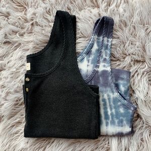 TWO Lucky Brand Waffle Boy Cropped Tank XS